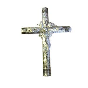 Milagros ALUMINUM CROSS Made in Mexico Cruz de Hojas Natural Handmade